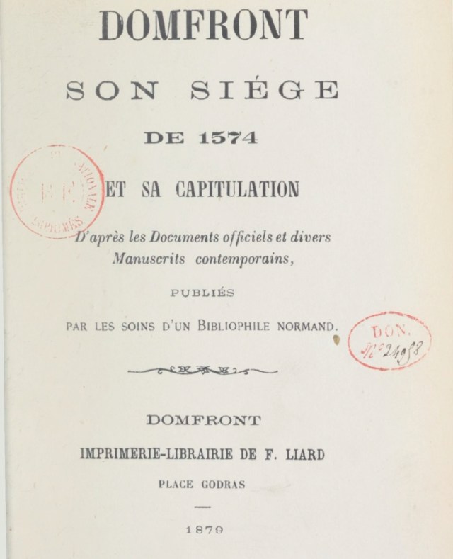 Domfront son siege de 1574